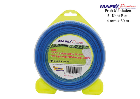 MAPEX Premium TK-18 PROFI MÄHFADEN 5-KANT BLAU 4 mm x 30 m
